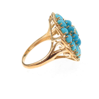 Tehya Oyama Sterling Gold Plated Real Sleeping Beauty Turquoise Ring Size 8.25