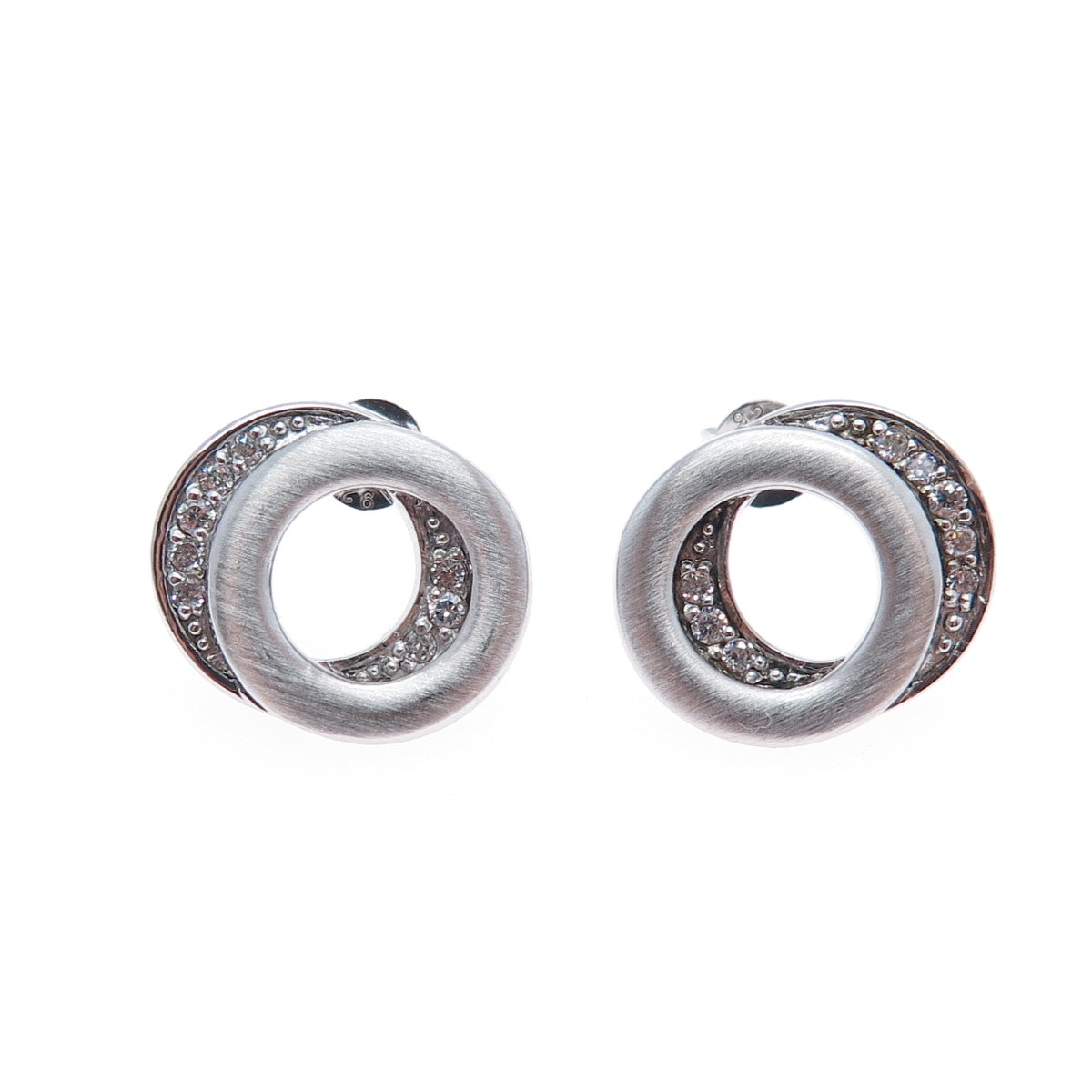 925 Sterling Silver Round-Cut C Z Eternity Earrings