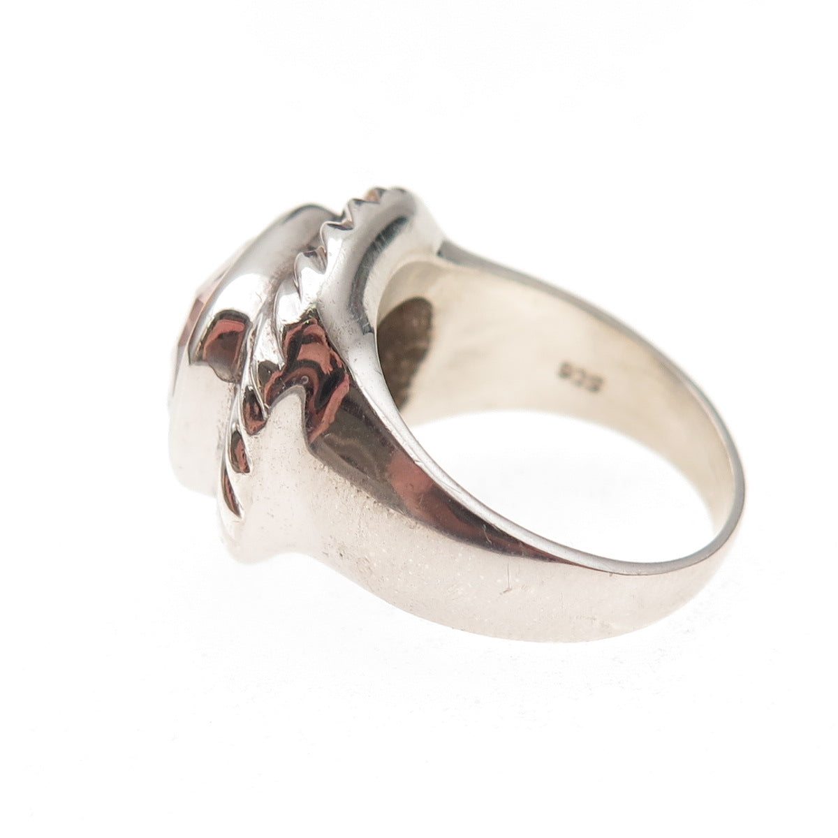925 Sterling Silver Vintage Clear Crystal Oxidized Ring Size 6