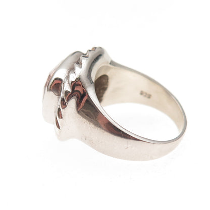 925 Sterling Silver Vintage Clear Crystal Oxidized Ring Size 6