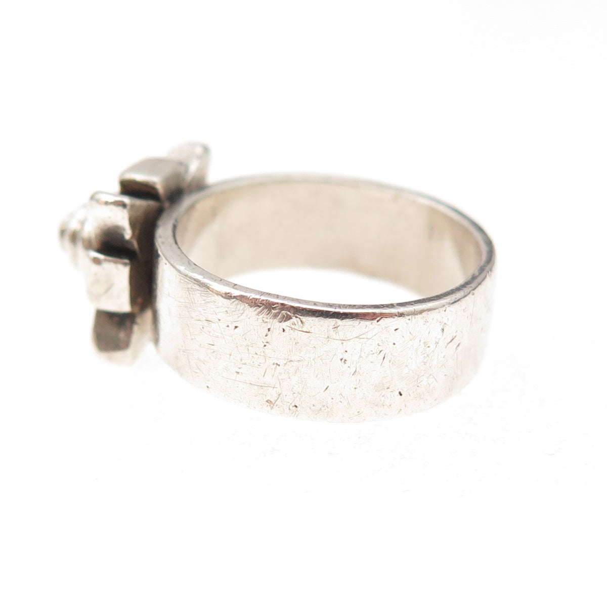 925 Sterling Silver Vintage Cross Oxidized Ring Size 5.75
