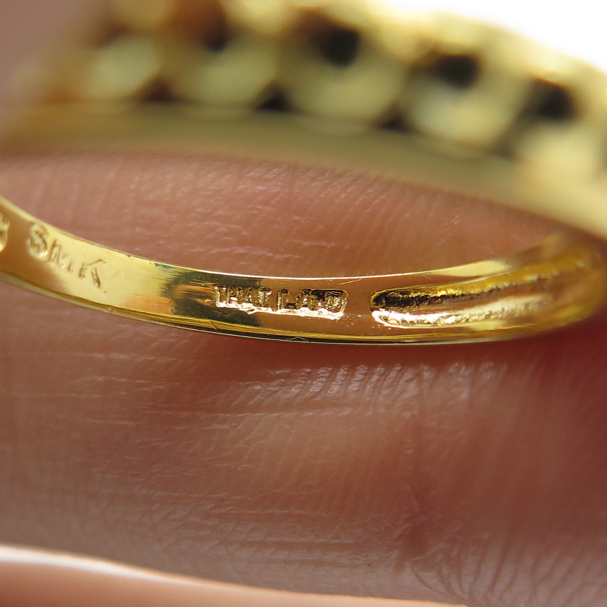 SMK 925 Sterling Silver Gold Plated Beaded Ring Size 7