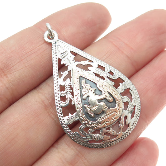 900 Silver & 10K Rose Gold Vintage Guatemala Tribal Warrior Charm Pendant