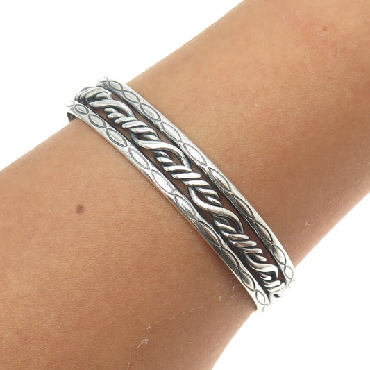 Old Pawn 925 Sterling Silver Southwestern Twisted Rope Adjustable Bracelet 7"