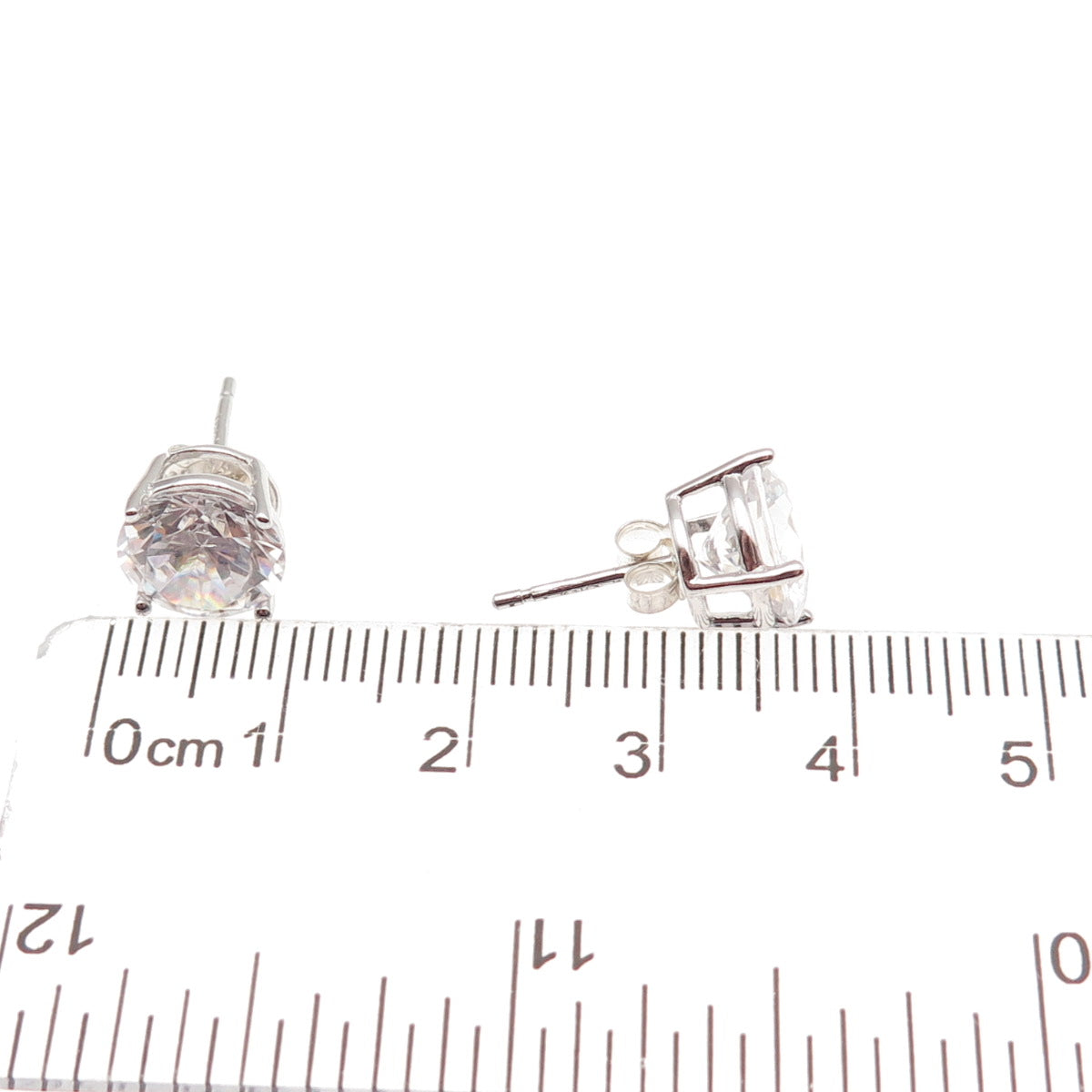 JCM Jacmel Mauritius 925 Sterling Silver Round-Cut C Z Stud Earrings