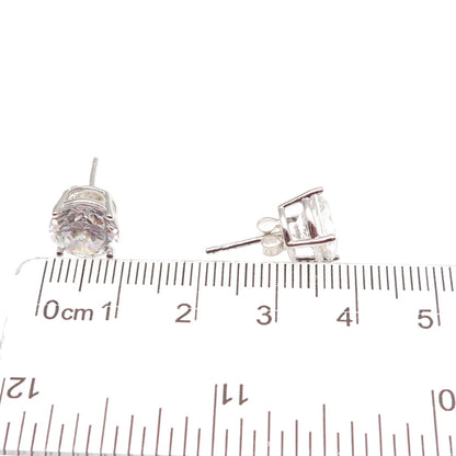 JCM Jacmel Mauritius 925 Sterling Silver Round-Cut C Z Stud Earrings