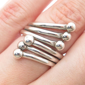 925 Sterling Silver Vintage Modernist Bypass Adjustable Ring Size 6.25