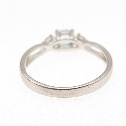 Ross Simons 925 Sterling Silver Vintage Real Blue Topaz & C Z Ring Size 8