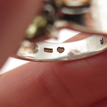 925 Sterling Silver Vintage Real Blue Topaz Amethyst Peridot Citrine Ring Size 6