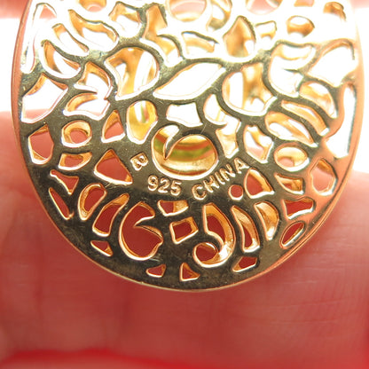 ROSS SIMONS 925 Sterling Silver Gold Plated Real Peridot Swirl Ornate Pendant