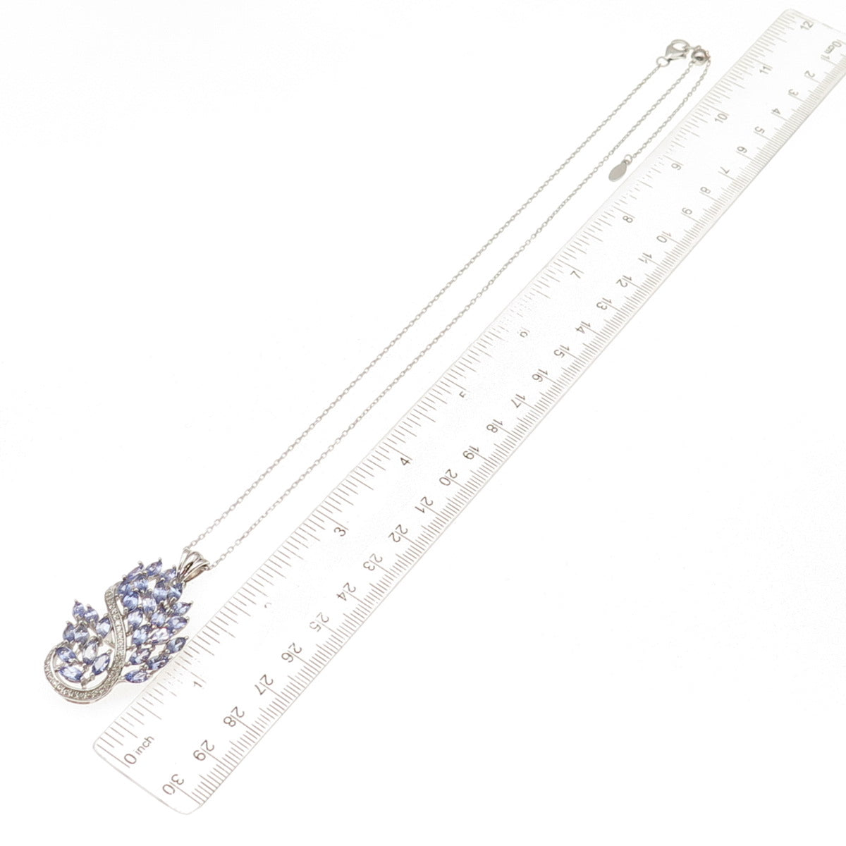 925 Sterling Silver Real Tanzanite White Topaz Adjustable Chain Necklace 16-20"