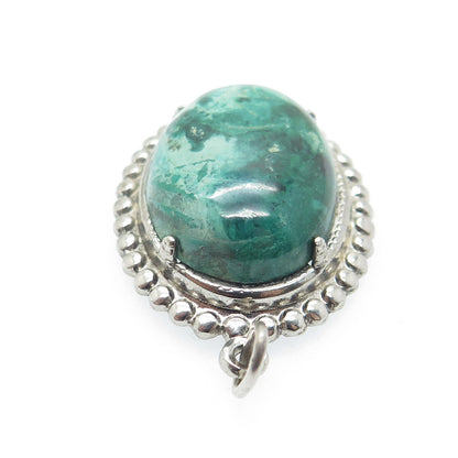 925 Sterling Silver Vintage Southwestern Real Chrysocolla Beaded Pendant