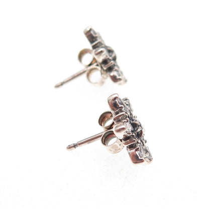 Pandora 925 Sterling Silver Blue & White C Z Snowflake Stud Earrings