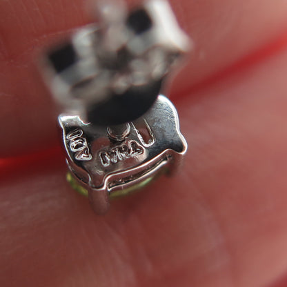 925 Sterling Silver Real Oval-Cut Peridot Stud Earrings