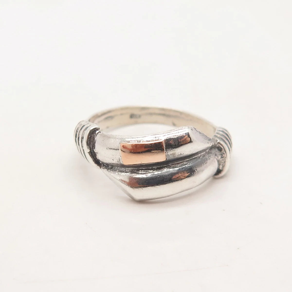 925 Sterling Silver Vintage Overlap Ring Size 7.5