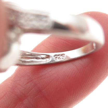 925 Sterling Silver Vintage Real Pearl & C Z Bypass Ring Size 5