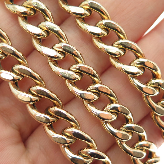 925 Sterling Silver Gold Plated Vintage Italy Curb Chain Necklace 20"