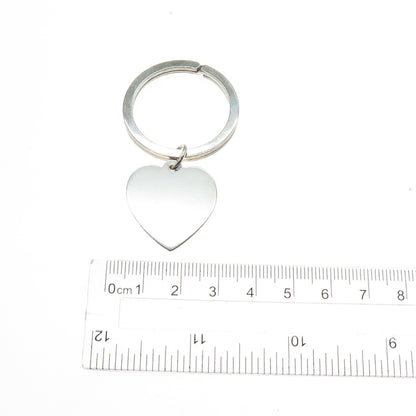 J.T. INMAN 925 Sterling Silver Vintage Heart Tag Key Fob Ring