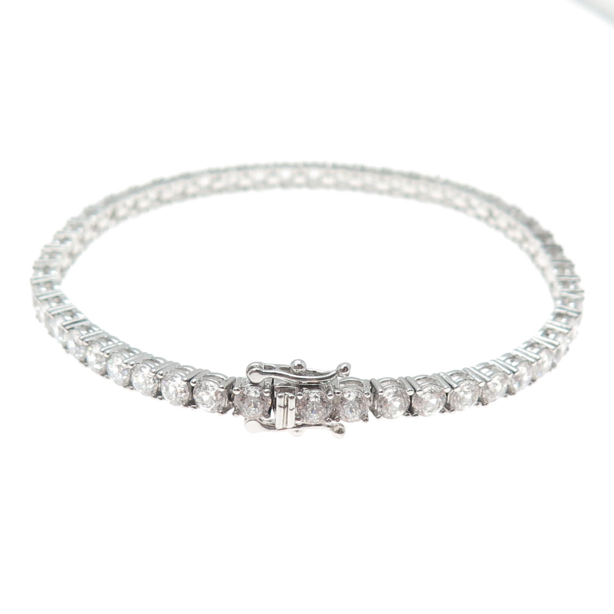 925 Sterling Silver Round-Cut C Z Tennis Link Bracelet 7.25"