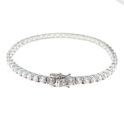 925 Sterling Silver Round-Cut C Z Tennis Link Bracelet 7.25"