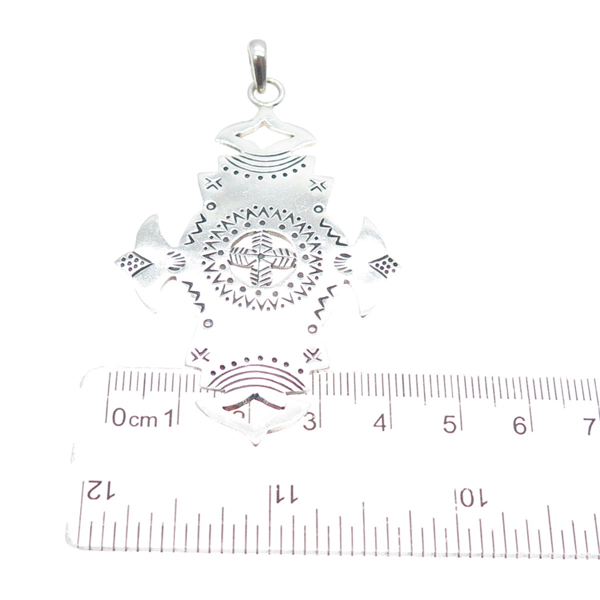 925 Sterling Silver Vintage African Agadez Cross Charm Pendant
