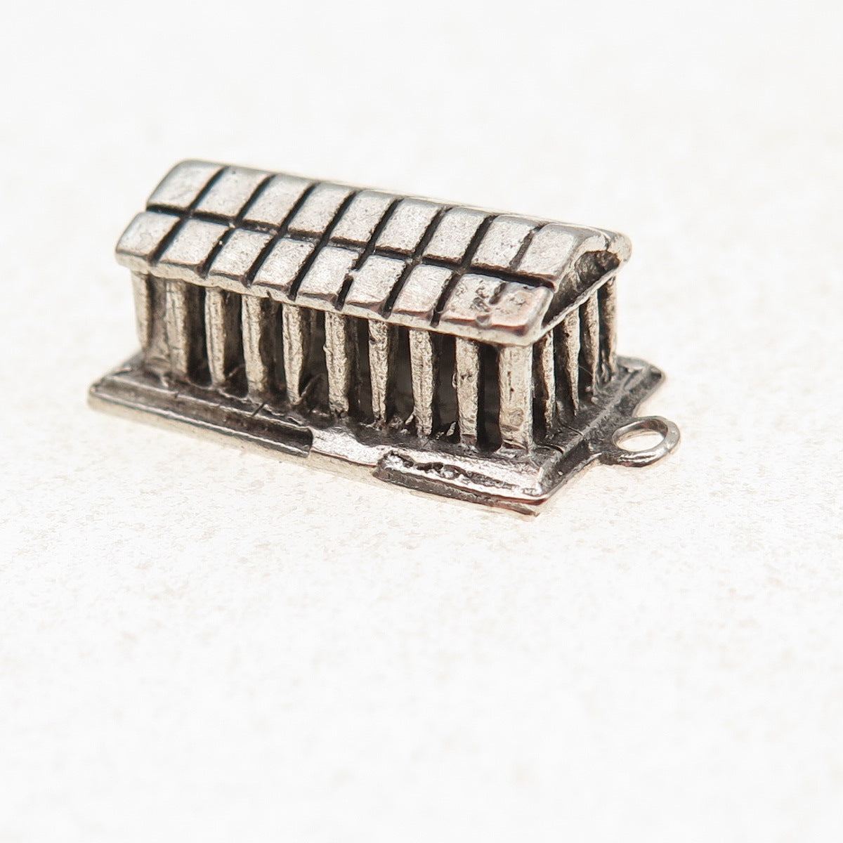800 Silver Antique Greek Parthenon Oxidized 3D Charm Pendant