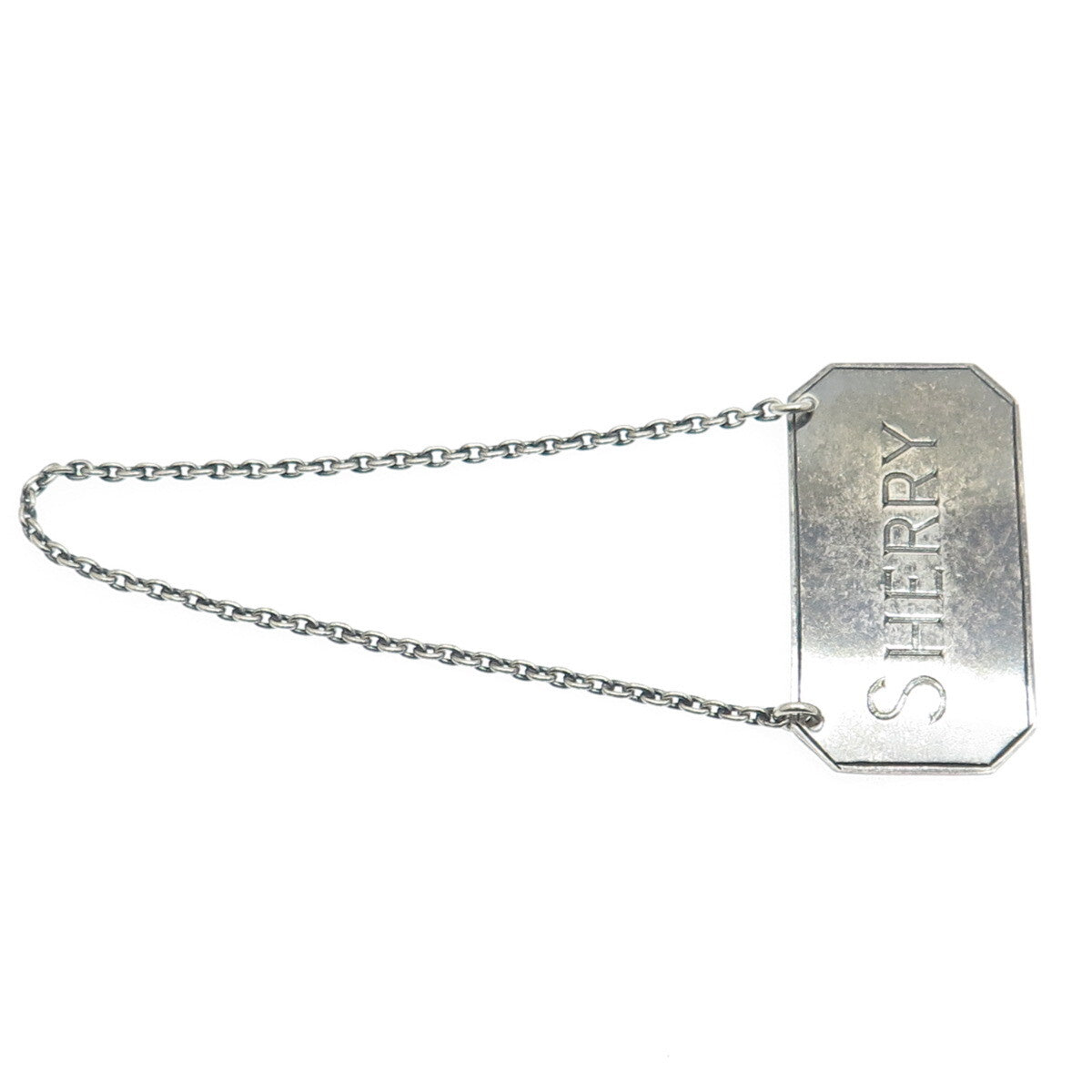 HUKIN & HEATH 925 Sterling Silver Antique Art Deco England "Sherry" Bottle Tag