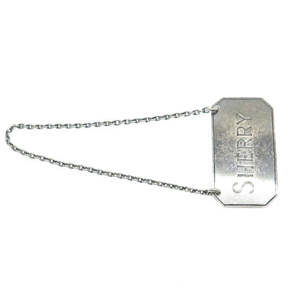 HUKIN & HEATH 925 Sterling Silver Antique Art Deco England "Sherry" Bottle Tag