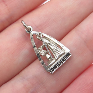 925 Sterling Silver Vintage Confirmation Oxidized Minimalist Charm Pendant