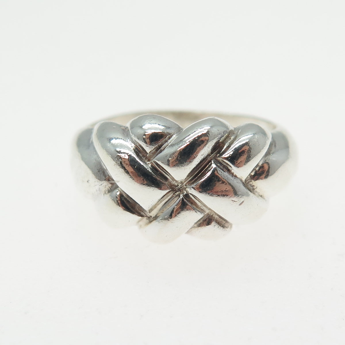 925 Sterling Silver Vintage Modernist Woven Ring Size 6.5