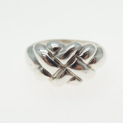 925 Sterling Silver Vintage Modernist Woven Ring Size 6.5