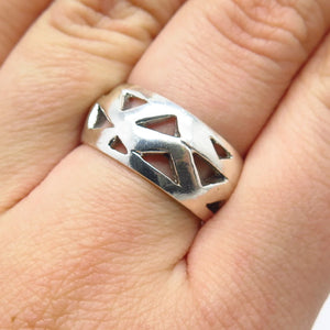 925 Sterling Silver Vintage Geometric Band Ring Size 6.75