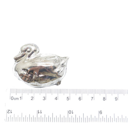925 Sterling Silver Vintage Mexico Puffy Duck Pin Brooch / Pendant