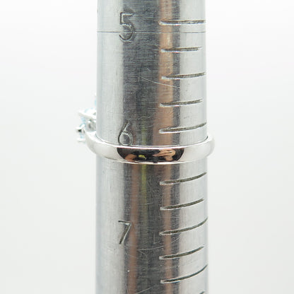 925 Sterling Silver Real Oval & Round-Cut Blue Topaz Cluster Ring Size 6.25