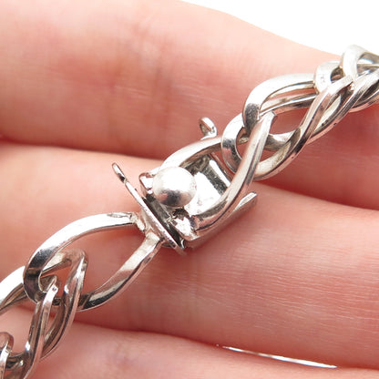 925 Sterling Silver Antique Art Deco Double Curb Link Bracelet 6.75"