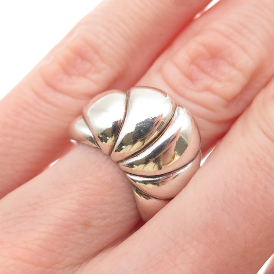 925 Sterling Silver Vintage Modernist Oxidized Dome Ring Size 5.5