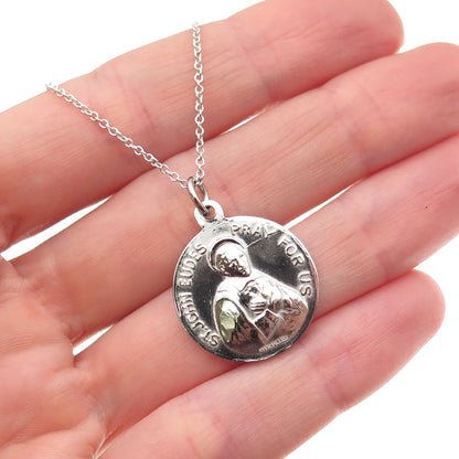 925 Sterling Silver Vintage St. Conrad & St. John Eudes Cable Chain Necklace 18"