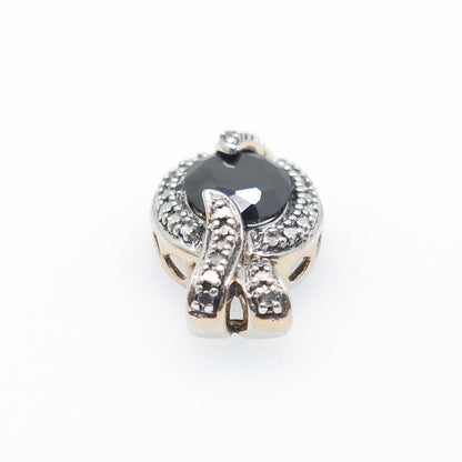 ROSS SIMONS 925 Sterling Silver 2-Tone Real Diamond & Spinel Minimalist Pendant