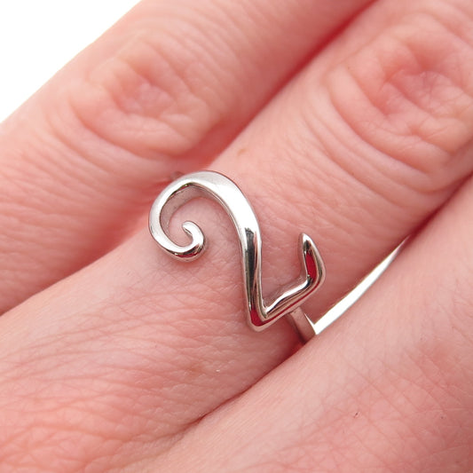 925 Sterling Silver Lucky Number 2 Ring Size 5