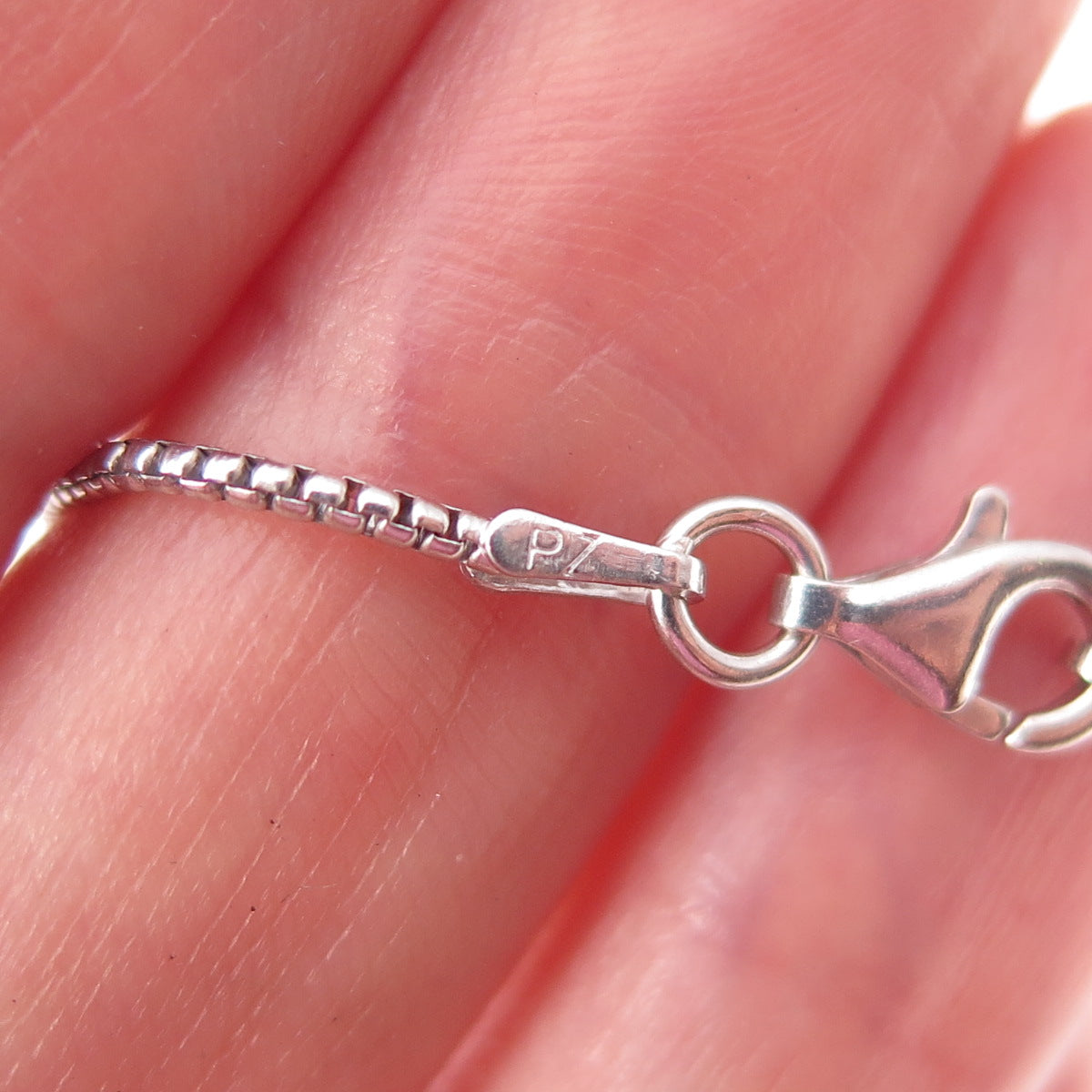 Or Paz PZ 925 Sterling Silver Vintage Round Box Chain Necklace 18"