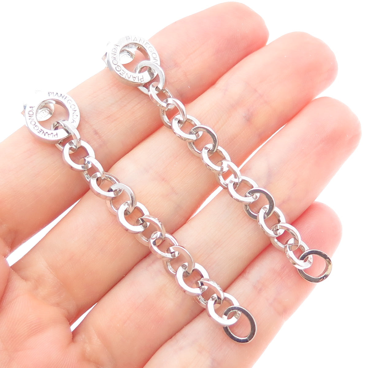 PIANEGONDA 925 Sterling Silver Italy Chain Drop Dangle Earrings