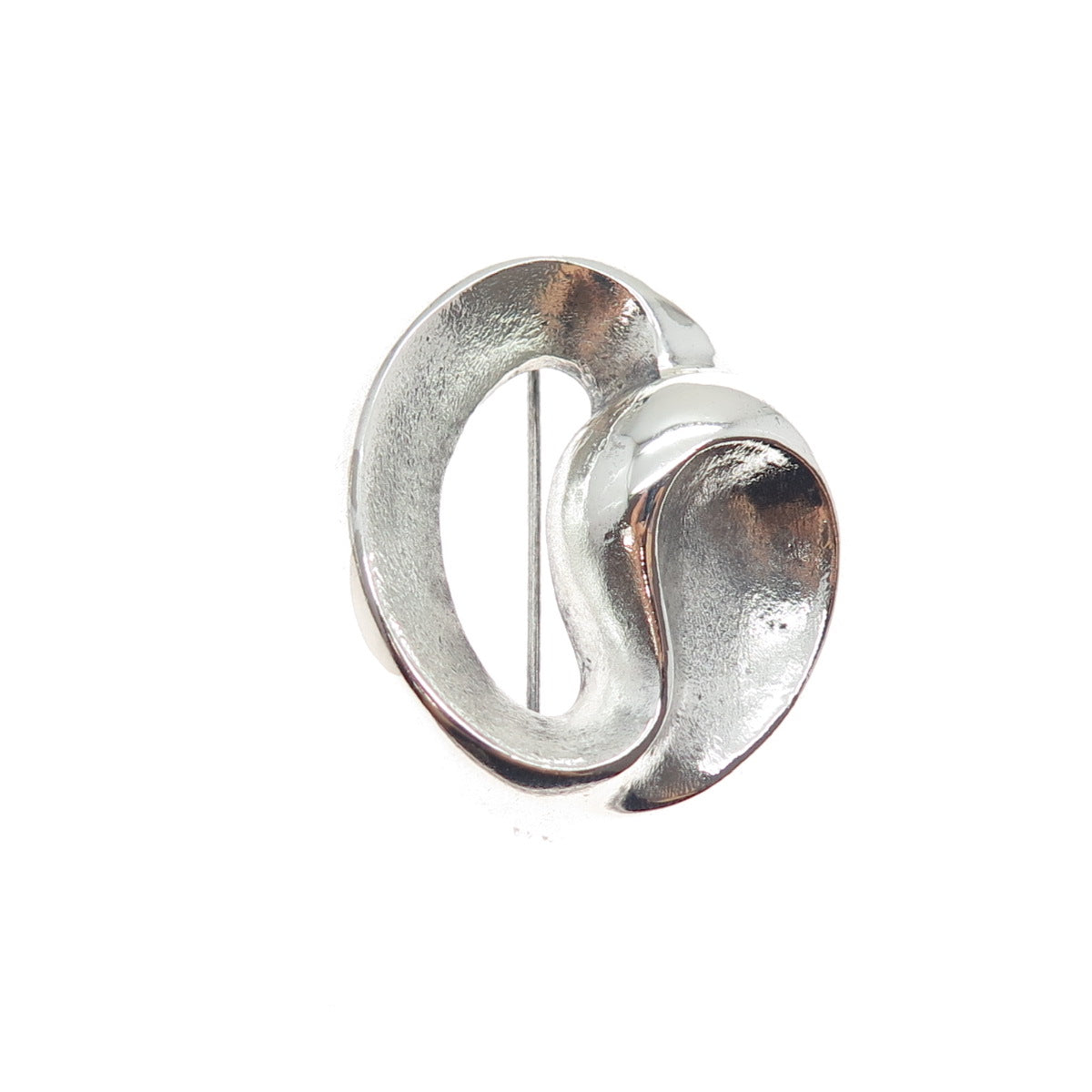 835 Silver Vintage European Modernist Oxidized Pin Brooch