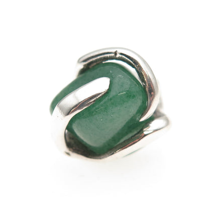 Walter Wright Sterling Silver Vintage Real Aventurine Modernist Ring Size 4.25