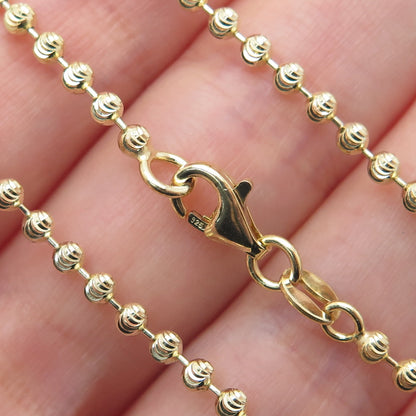 925 Sterling Gold Plated BSI Italy Diamond-Cut Ball Beaded Chain Necklace 24"