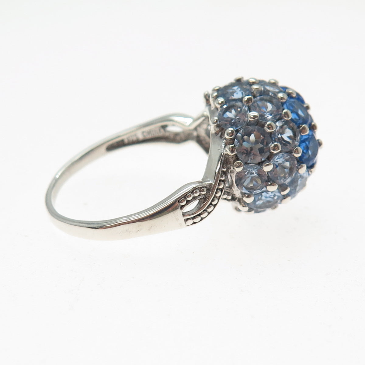 LENOX Sterling Silver Real Round-Cut Tanzanite & Apatite Cluster Ring Size 10.5