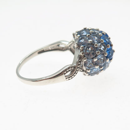 LENOX Sterling Silver Real Round-Cut Tanzanite & Apatite Cluster Ring Size 10.5