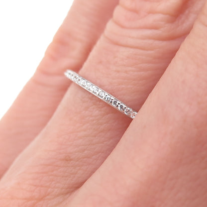 925 Sterling Silver Round-Cut C Z Half Eternity Stackable Band Ring Size 6