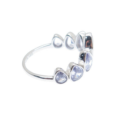 BOMB PARTY 925 Sterling Silver Real Pear-Cut Tanzanite Gemstone Ring Size 7.5