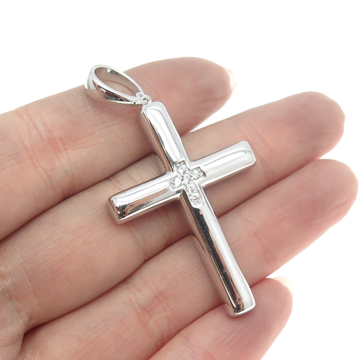 925 Sterling Silver C Z Cross Pendant