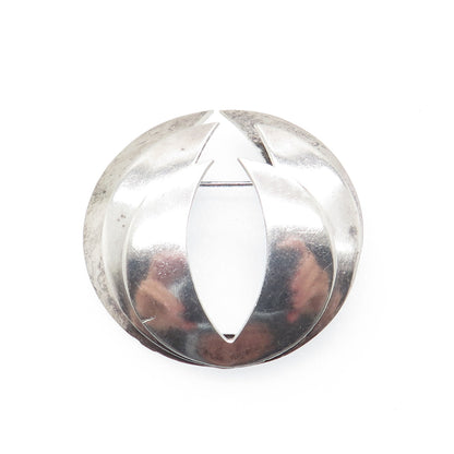 925 Sterling Silver Vintage Mexico Modernist Oxidized Pin Brooch